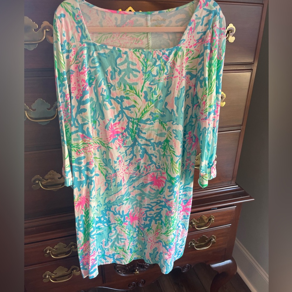 Lilly Pulitzer Aqua, Pink & Green Printed Mini Dress